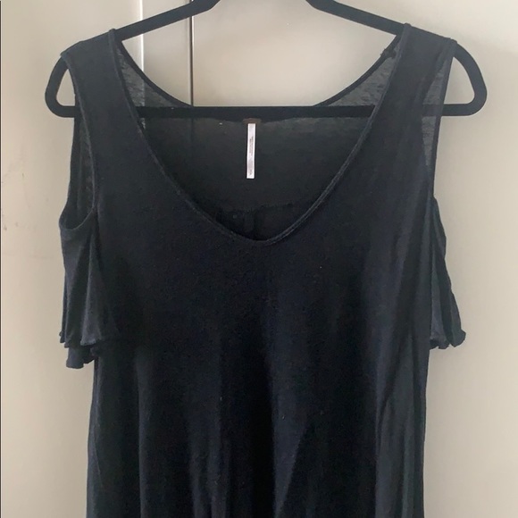 Free People Black Flowy Cold Shoulder Top - Picture 3 of 3